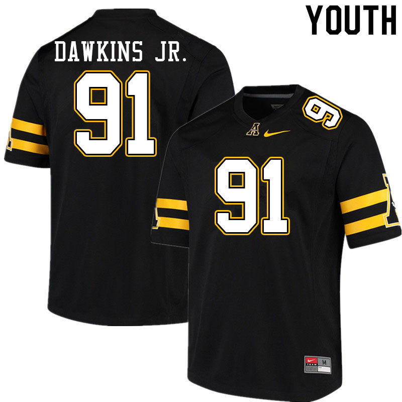 Youth #91 Tommy Dawkins Jr. Appalachian State Mountaineers College Football Jerseys Sale-Black - Click Image to Close